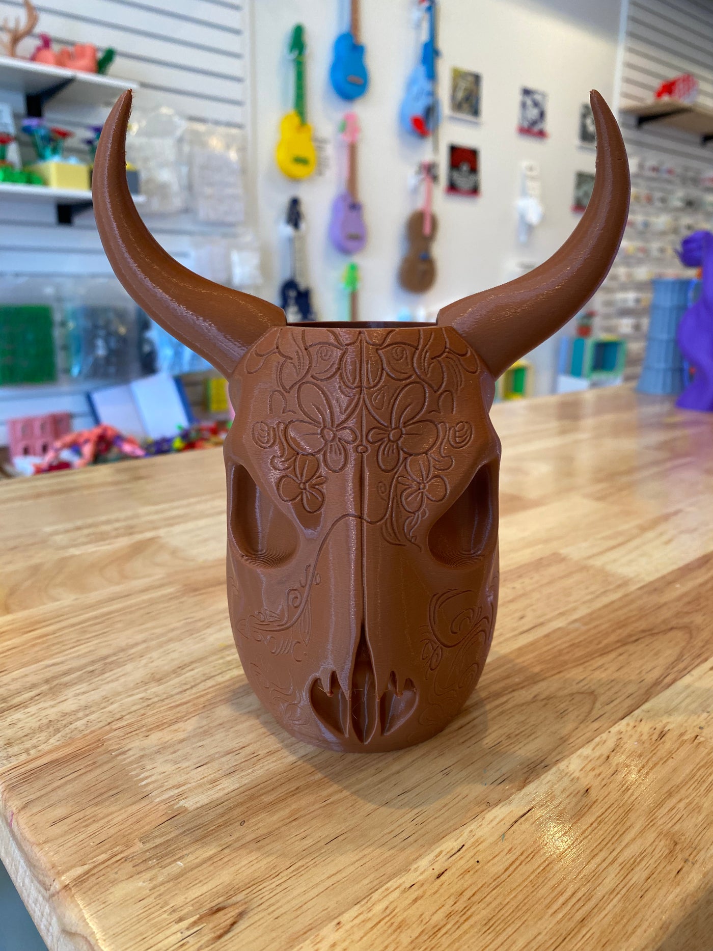 Rogue Bull Skull Vase