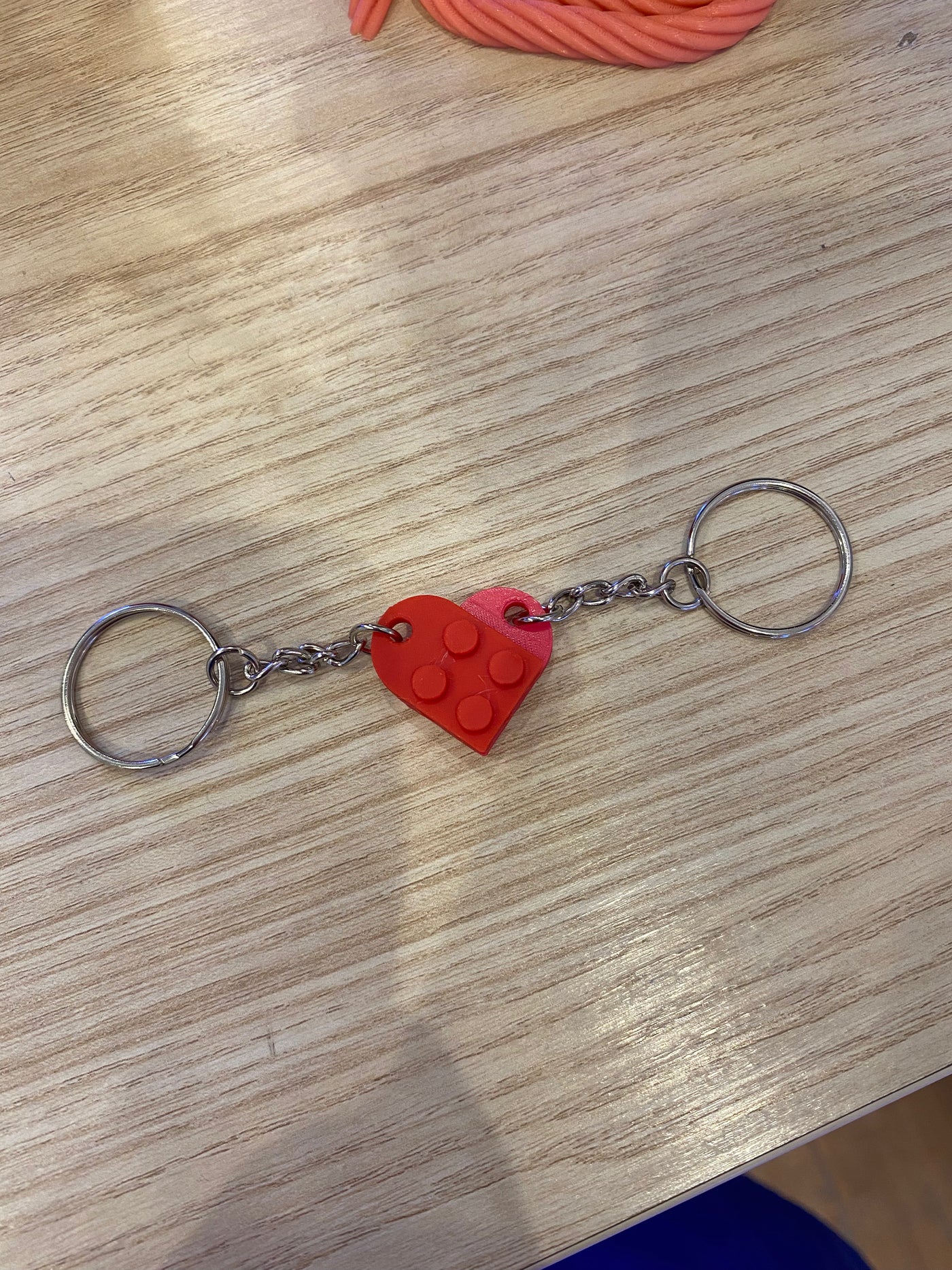 Two-Piece Brick Heart Keychain