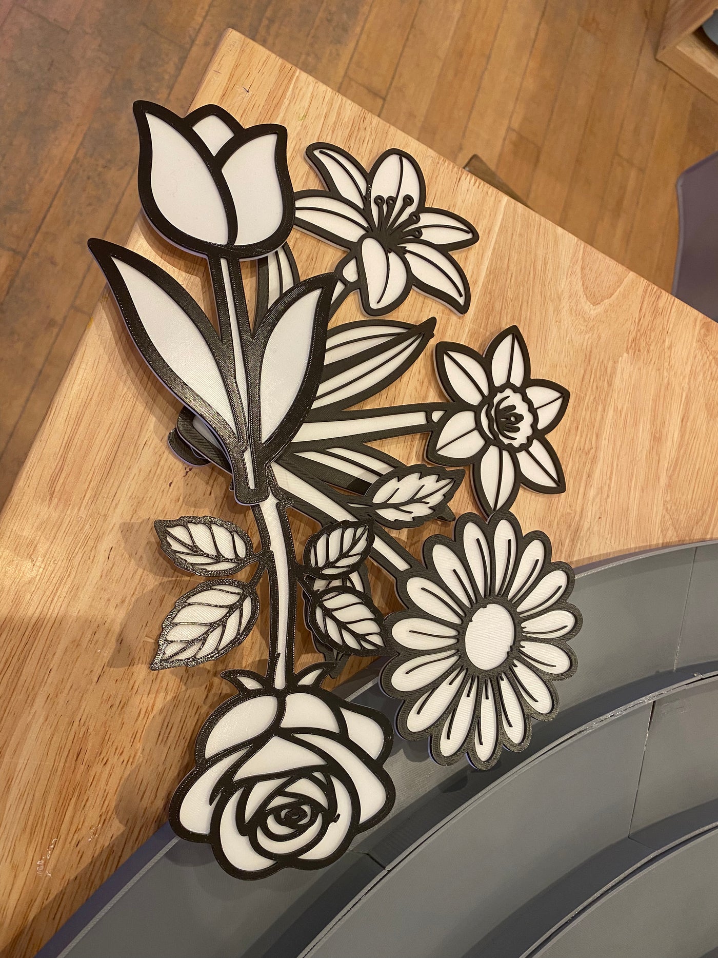 Paintable Black and White Flowers (3 for $10)