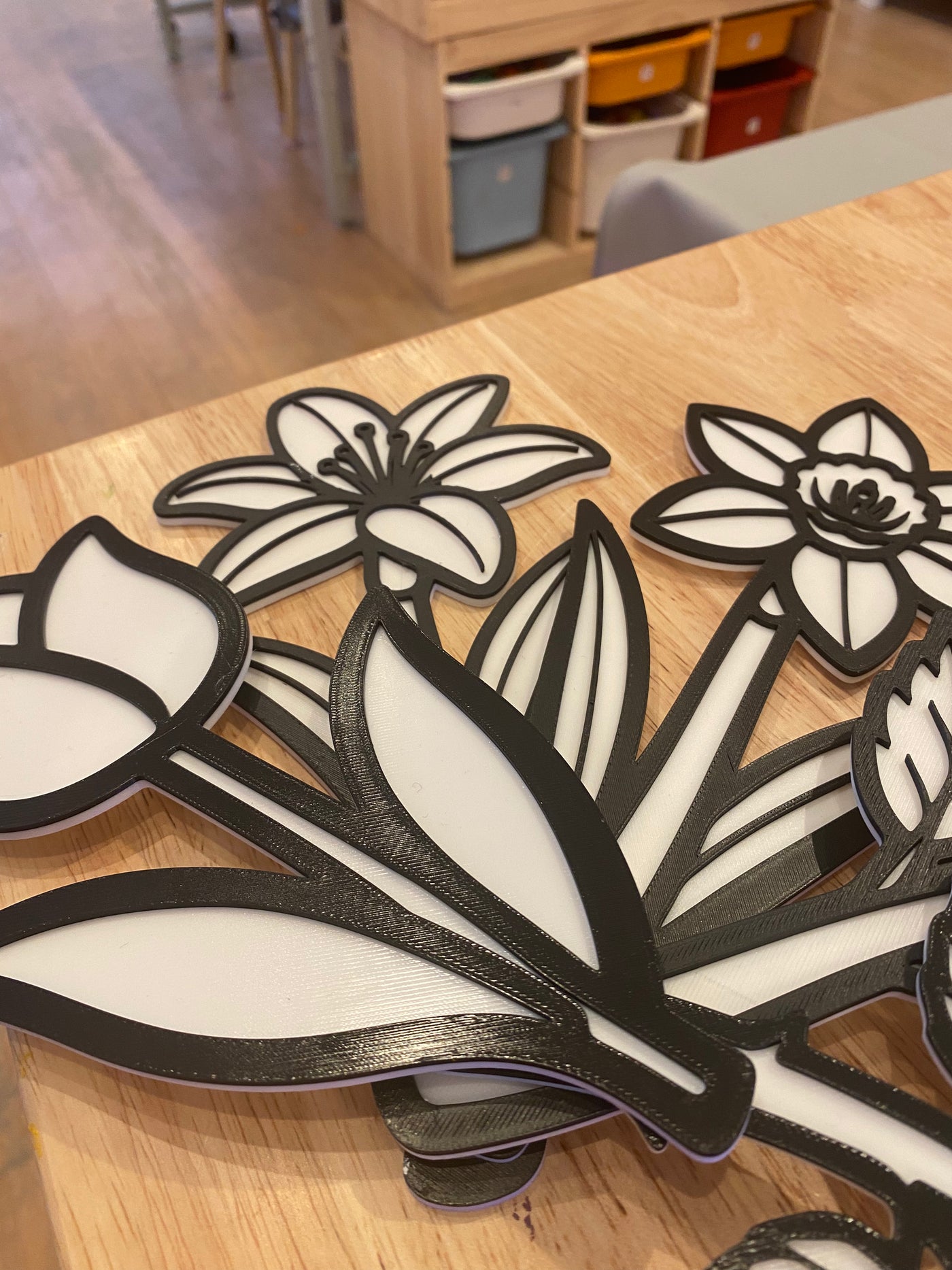 Paintable Black and White Flowers (3 for $10)