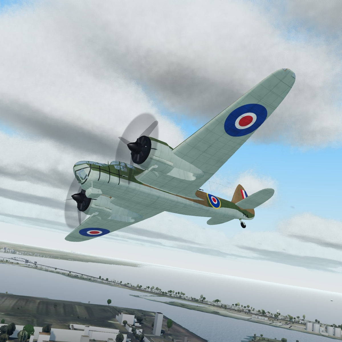 3D printed Bristol Bolingbroke Mk.IVT model, the Canadian built Blenheim, in flight over Lake Ontario