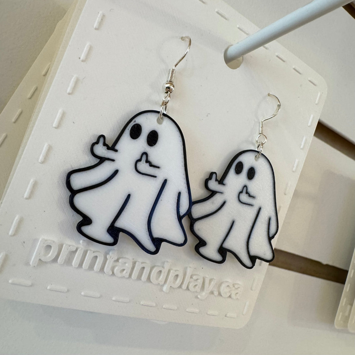 Middle Finger Ghost Earrings - Print and Play