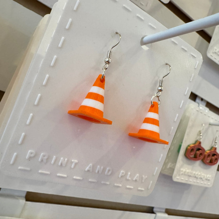 Traffic Cone Earrings - Print and Play